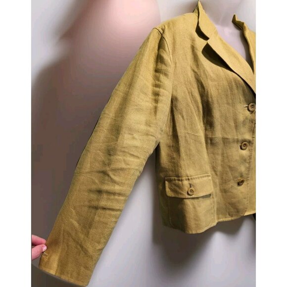 Talbots Spring Green 100% Irish Linen 3 Button Blazer Lined Sz 14p - Picture 3 of 7
